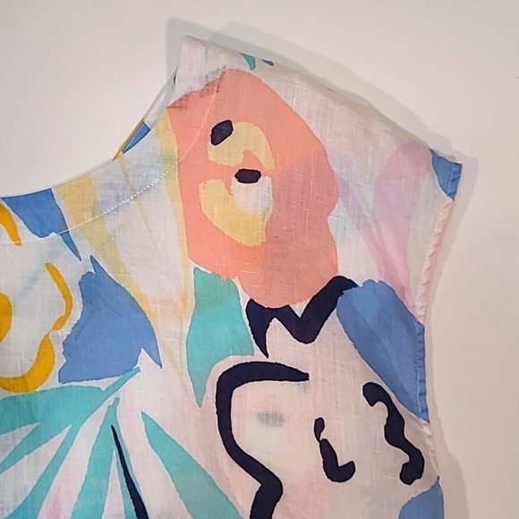 Rachel Zoe Short Sleeve Shirt Button Back 100% Linen Size Large - Picture 7 of 7